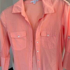 James Perse Coral-Peach Button Front Shirt